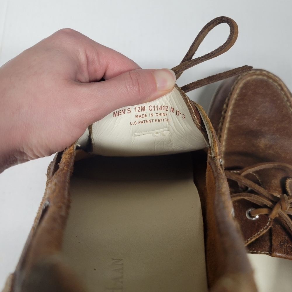 Cole Haan Dominick Leather Boat Shoes Men’s Size 12 Tan Brown Distressed - Picture 8 of 8